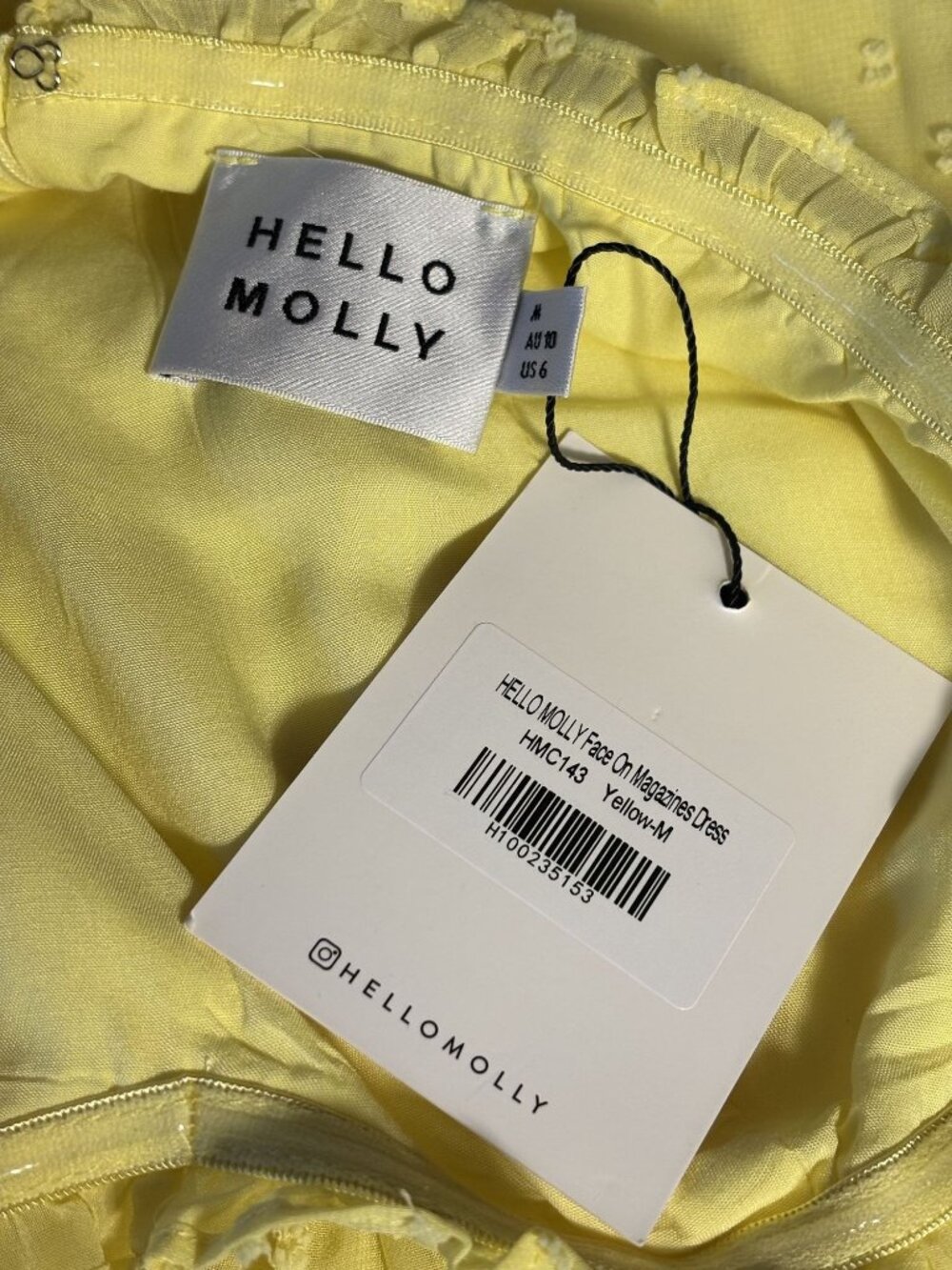Hello Molly Face On Magazines Strapless Yellow Mini Dress Ruffle Hem Ruching - Picture 5 of 13